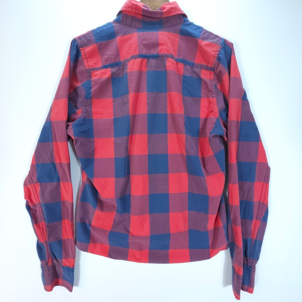 Y2K Hollister Shirt Mens Large Red Blue Plaid Flannel Style Cotton Streetwear - Picture 2 of 7
